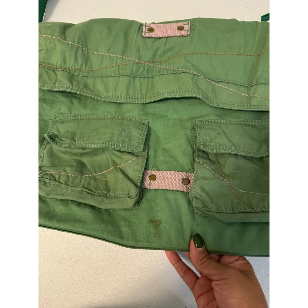 Old Navy Green Canvas Messenger Bag Y2K Utility Crossbody Cargo School Bag ss